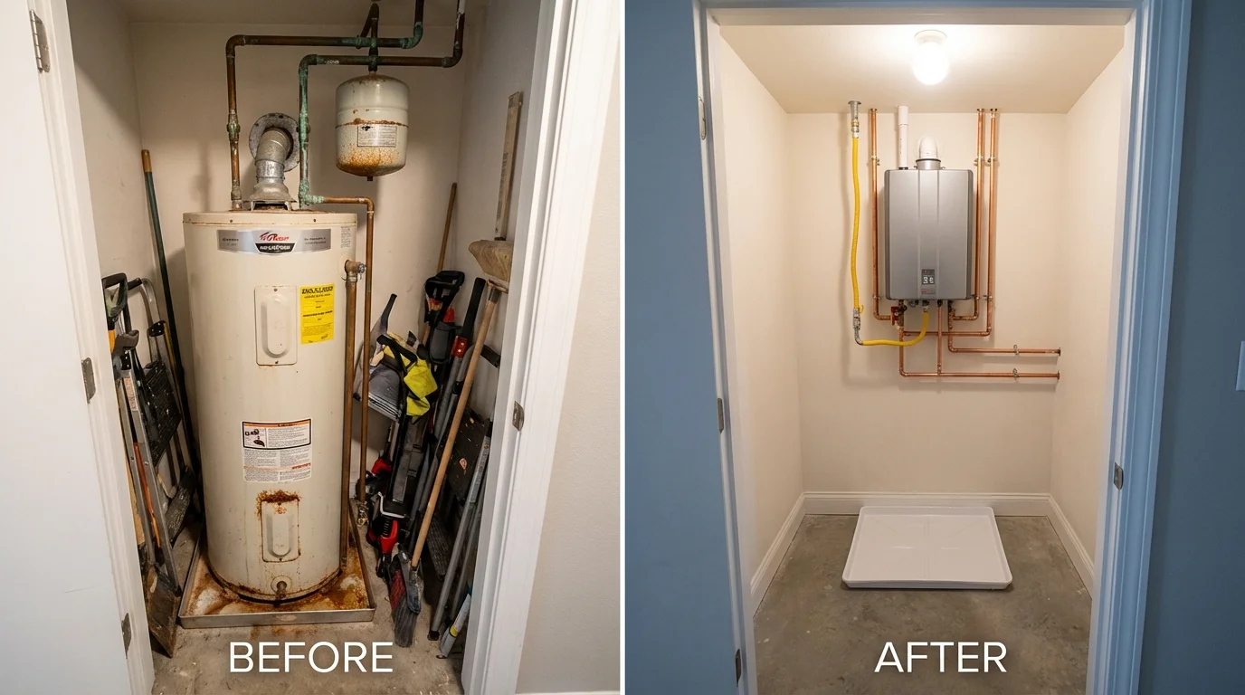 Tank water heater versus wall-mounted tankless unit comparison for Windsor, IL homeowners